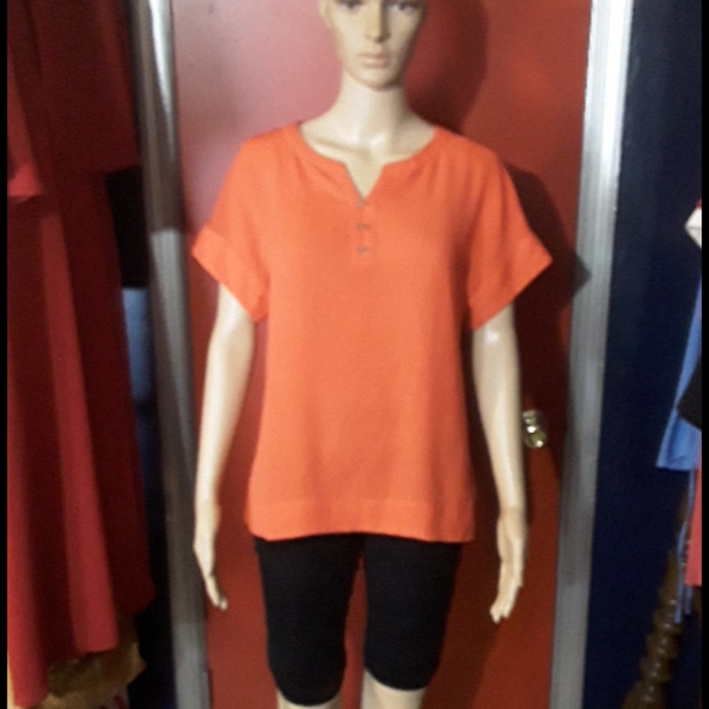 Banana Republic orange hook front blouse s…